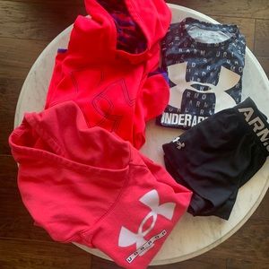 Under armor lot girls hoodies shirt shorts youth small